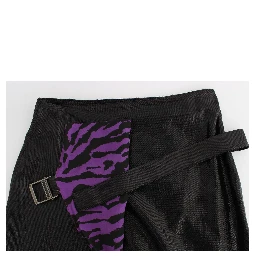 Black Wool Silk Above Knee Straight Skirt