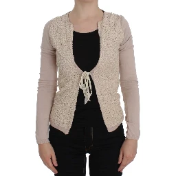 Pink Floral Lace Wrap Sweater