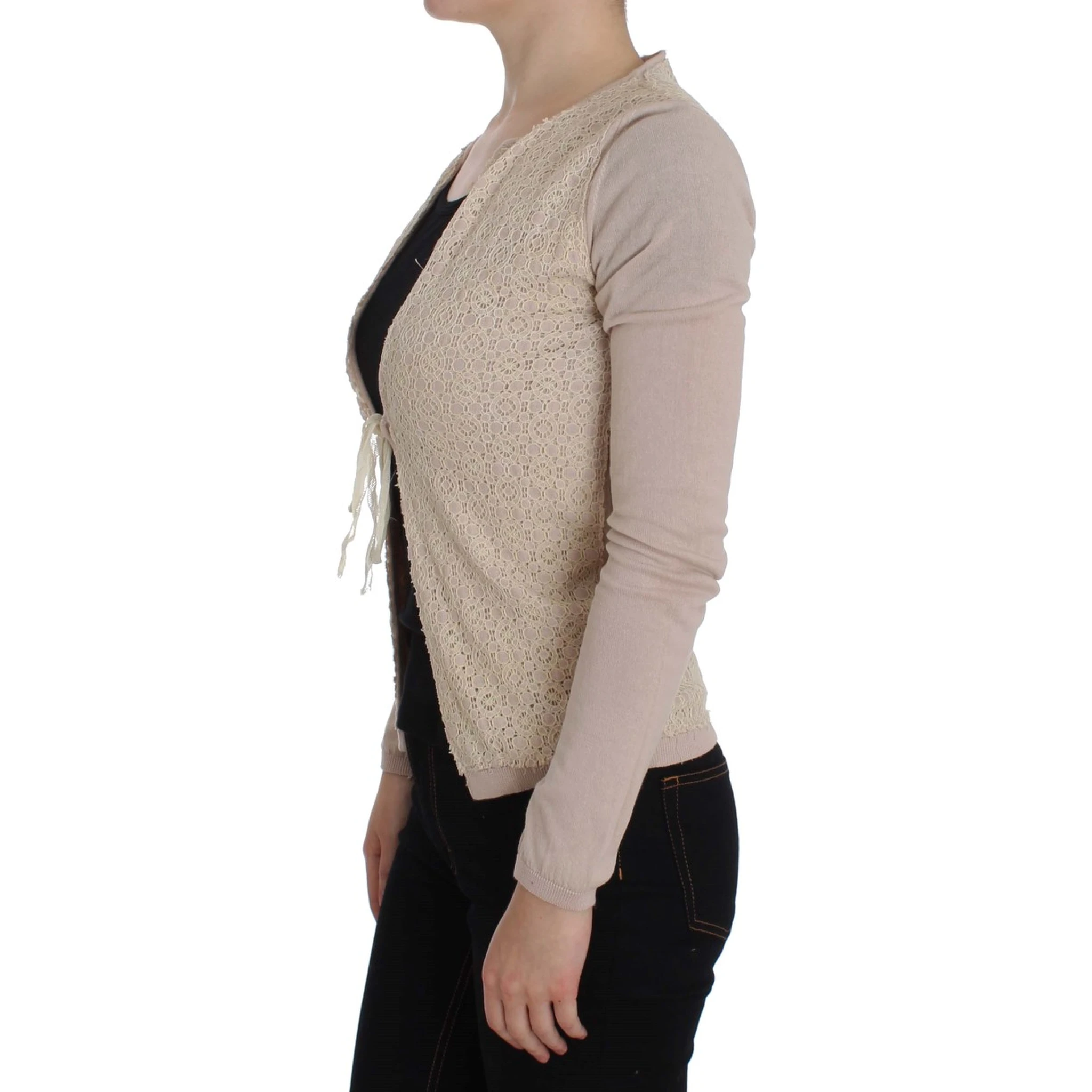 Pink Floral Lace Wrap Sweater