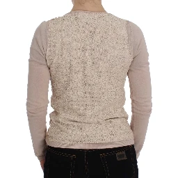 Pink Floral Lace Wrap Sweater