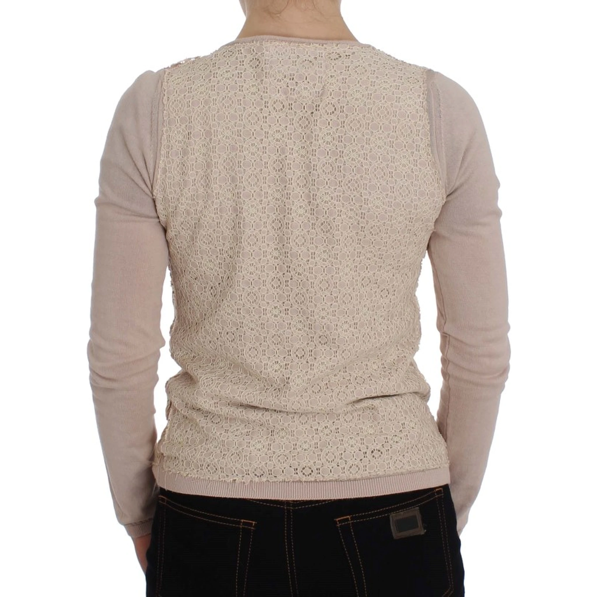 Pink Floral Lace Wrap Sweater