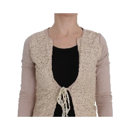 Pink Floral Lace Wrap Sweater