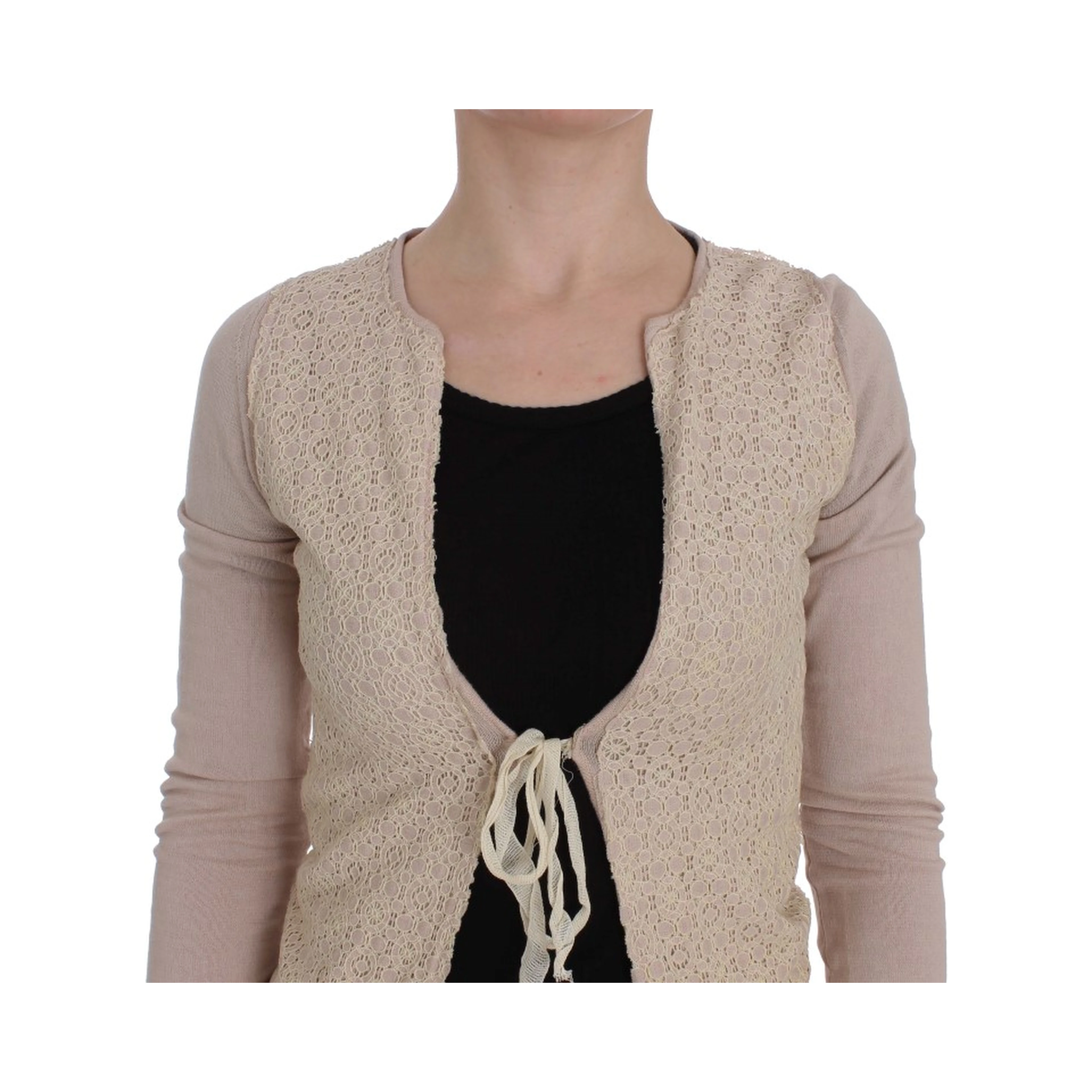 Pink Floral Lace Wrap Sweater