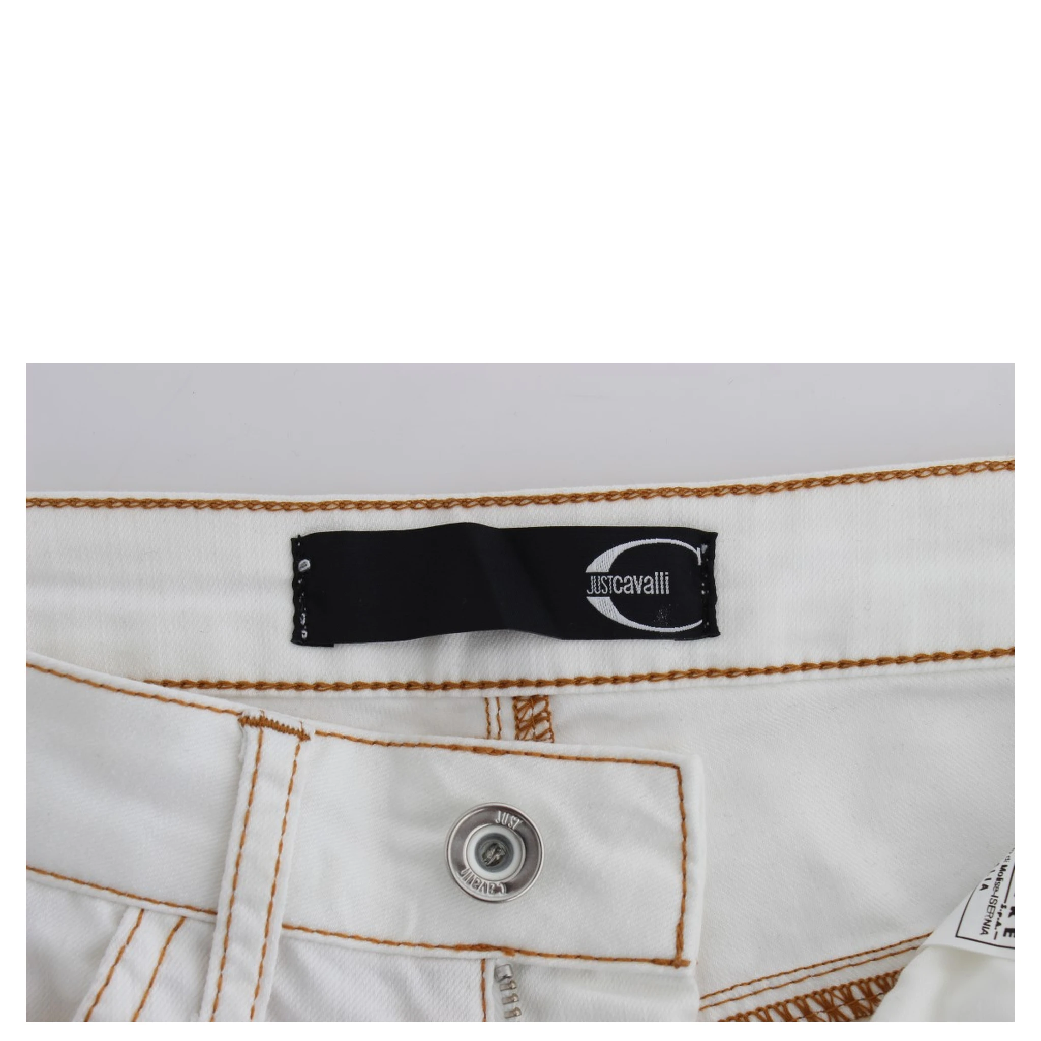 White Cotton Blend Slim Fit Jeans
