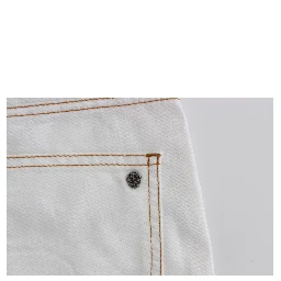 White Cotton Blend Slim Fit Jeans