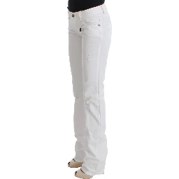 White Cotton Slim Fit Denim Bootcut Jeans