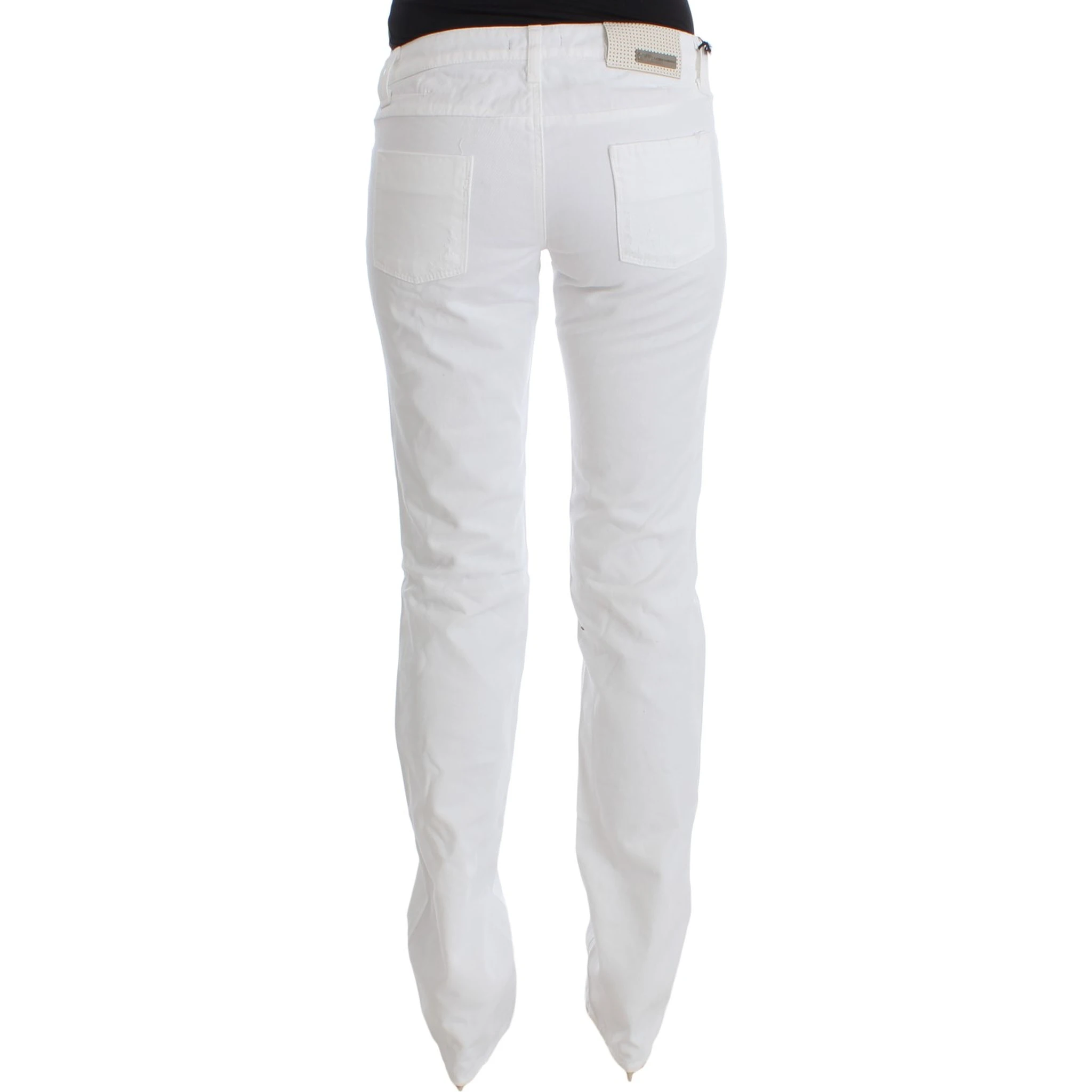 White Cotton Slim Fit Denim Bootcut Jeans