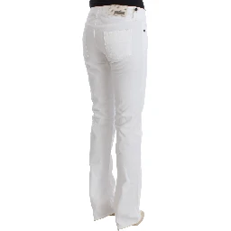 White Cotton Slim Fit Denim Bootcut Jeans
