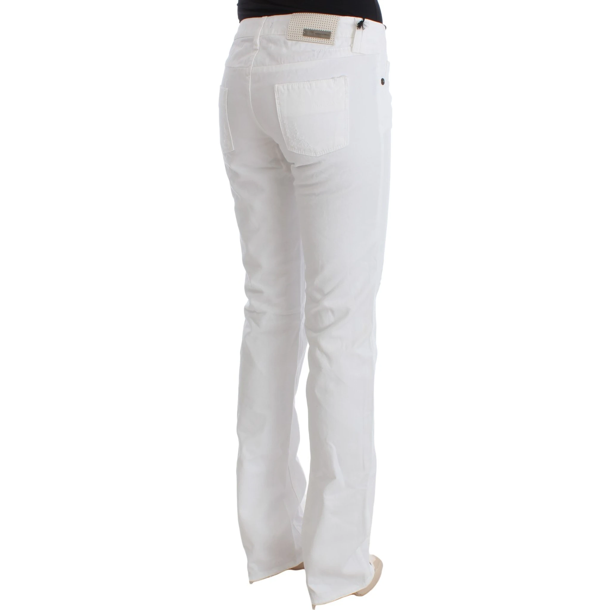 White Cotton Slim Fit Denim Bootcut Jeans