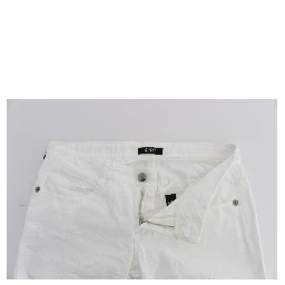 White Cotton Slim Fit Denim Bootcut Jeans