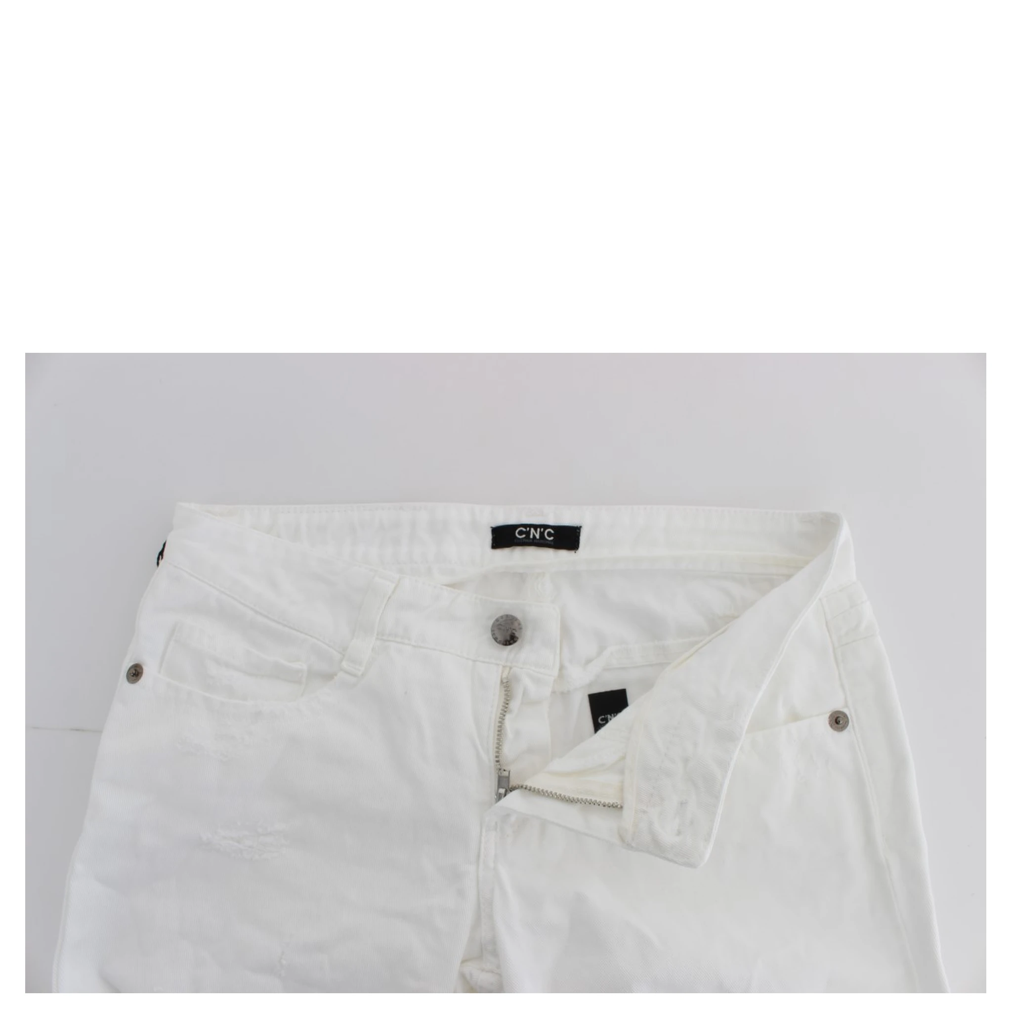 White Cotton Slim Fit Denim Bootcut Jeans