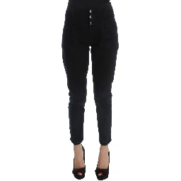 Black Cotton Slim Fit Cropped Jeans