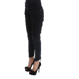 Black Cotton Slim Fit Cropped Jeans