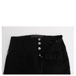 Black Cotton Slim Fit Cropped Jeans