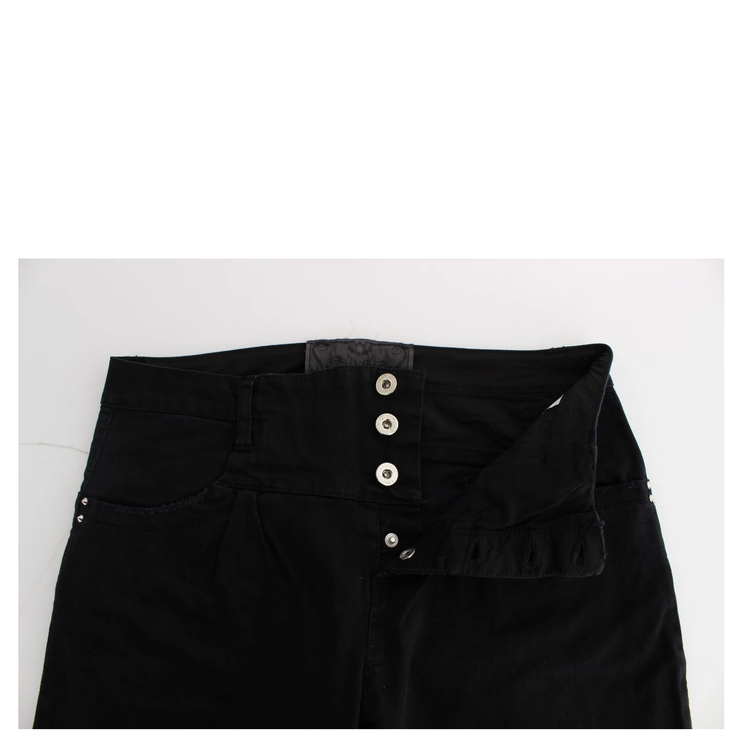 Black Cotton Slim Fit Cropped Jeans