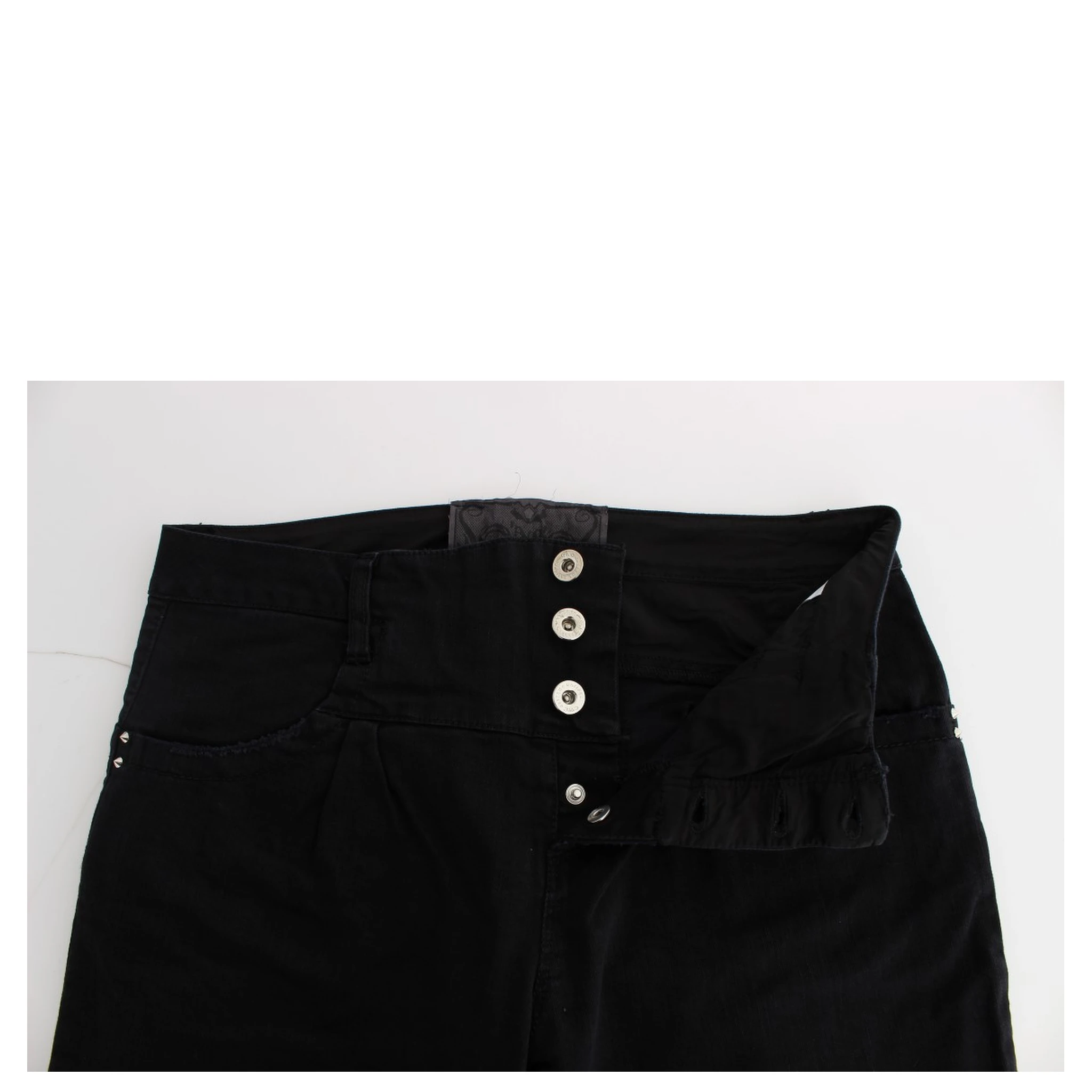 Black Cotton Slim Fit Cropped Jeans