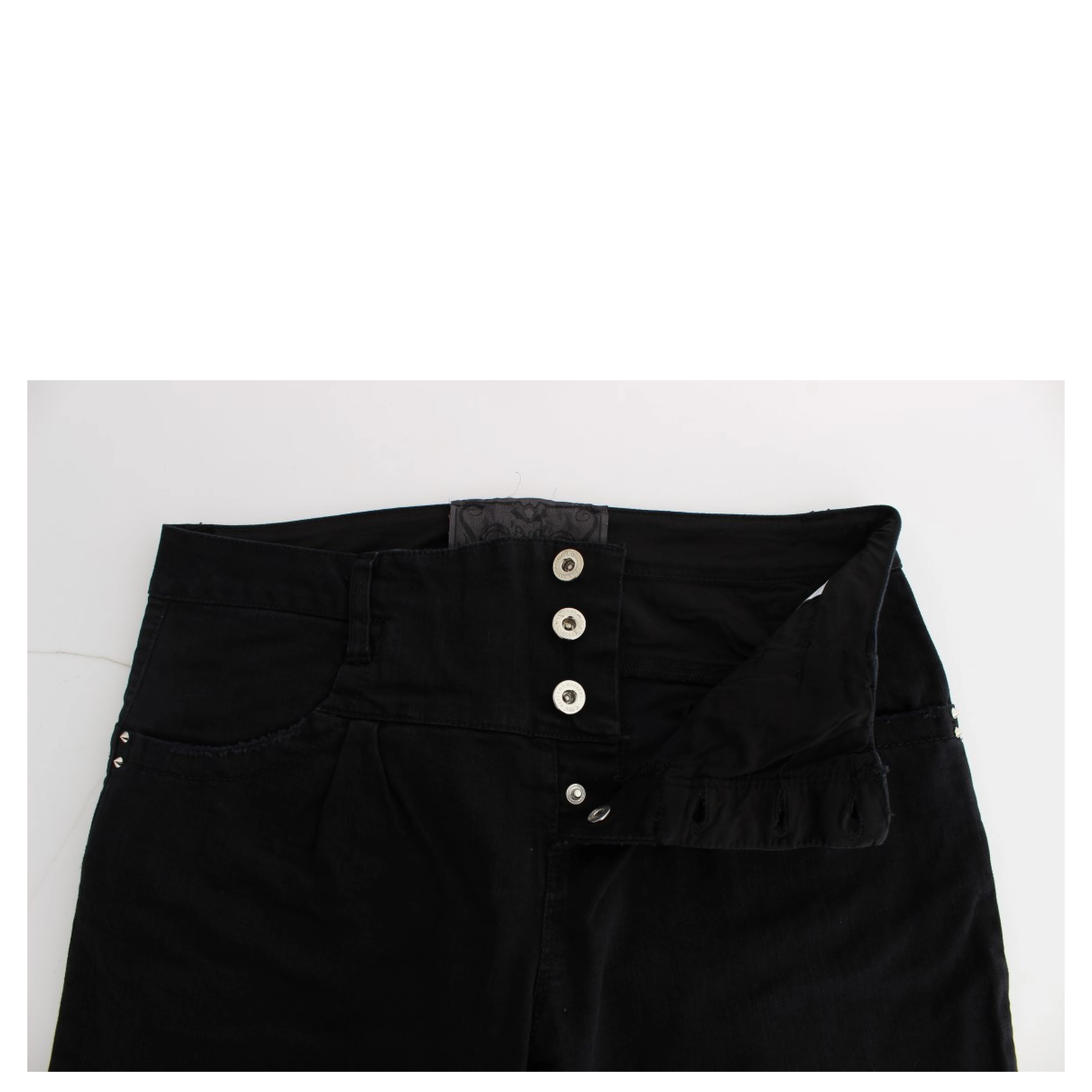Black Cotton Slim Fit Cropped Jeans