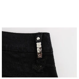 Black Cotton Slim Fit Cropped Jeans