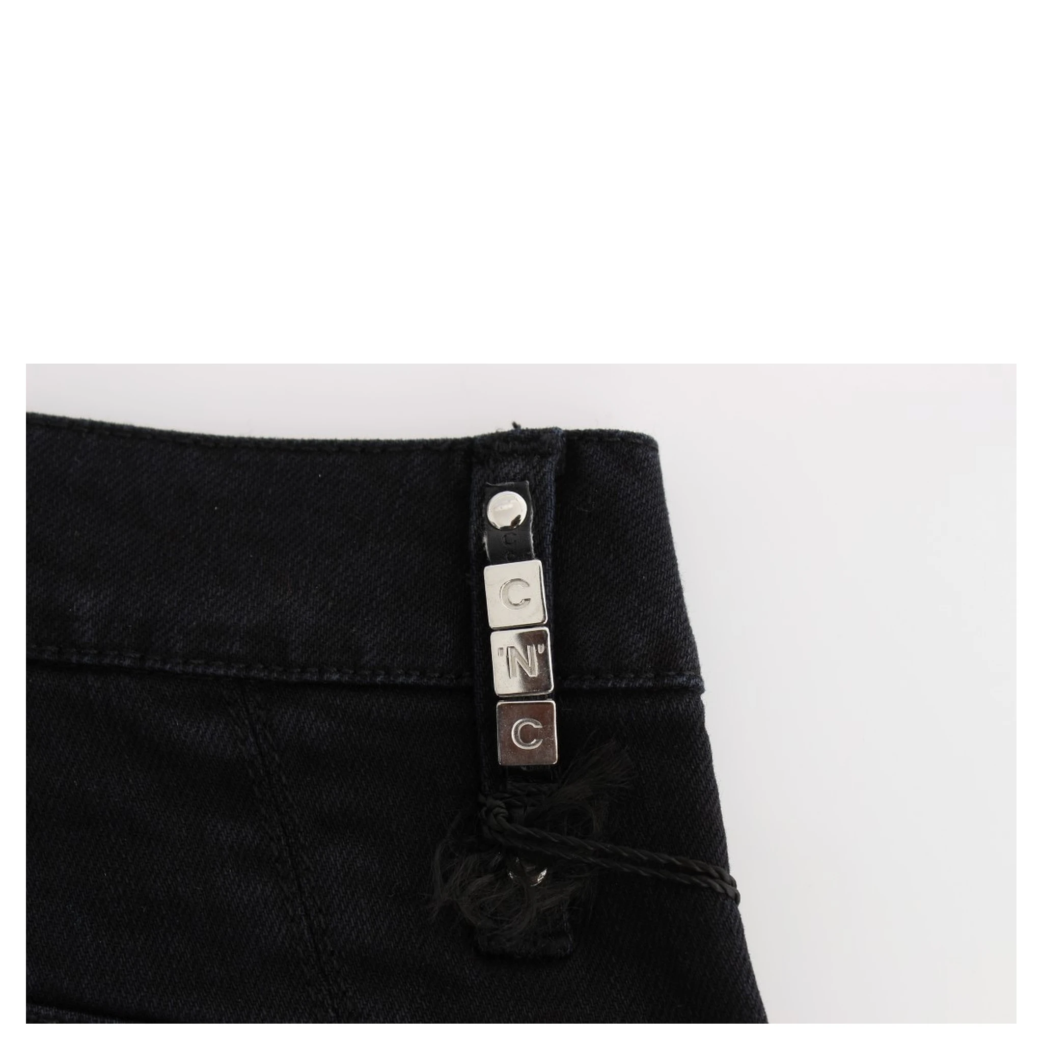 Black Cotton Slim Fit Cropped Jeans
