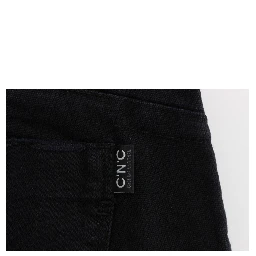 Black Cotton Slim Fit Cropped Jeans