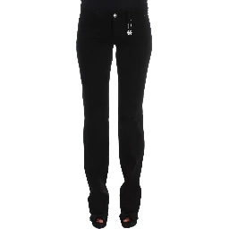 Black Cotton Slim Fit Bootcut Jeans