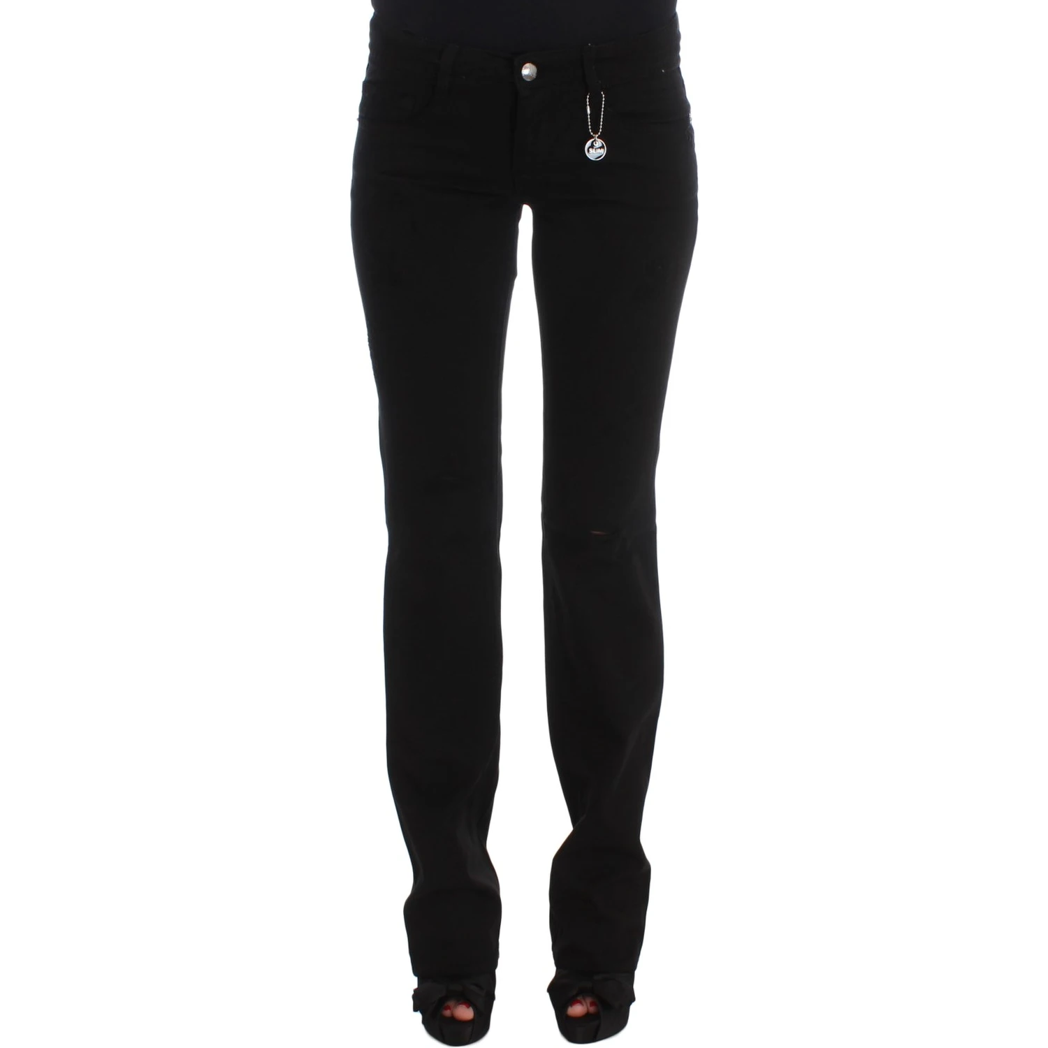 Black Cotton Slim Fit Bootcut Jeans