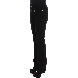 Black Cotton Slim Fit Bootcut Jeans