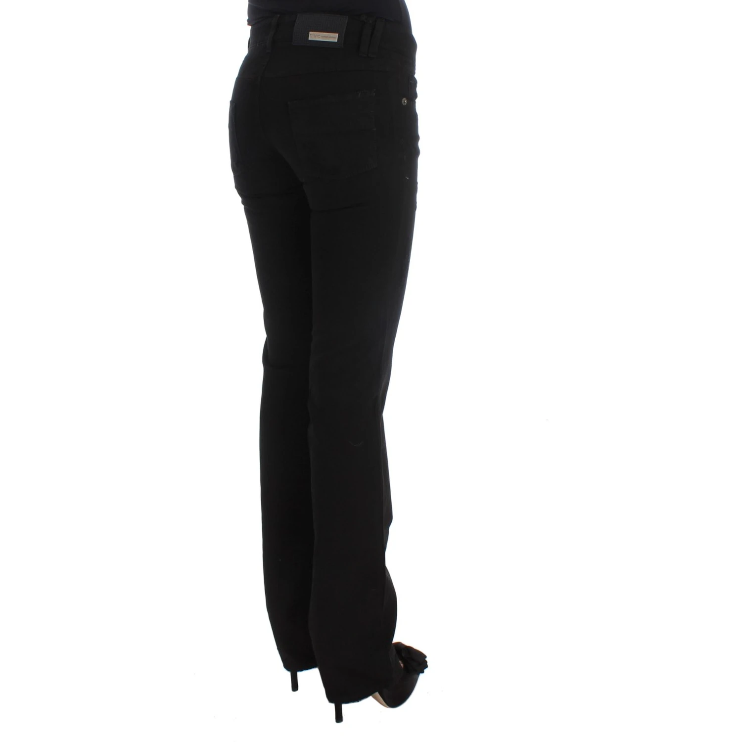 Black Cotton Slim Fit Bootcut Jeans