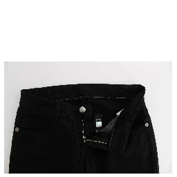 Black Cotton Slim Fit Bootcut Jeans