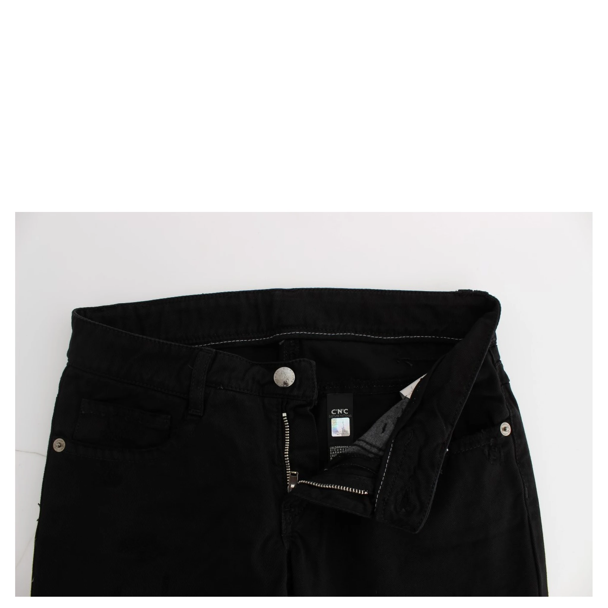 Black Cotton Slim Fit Bootcut Jeans