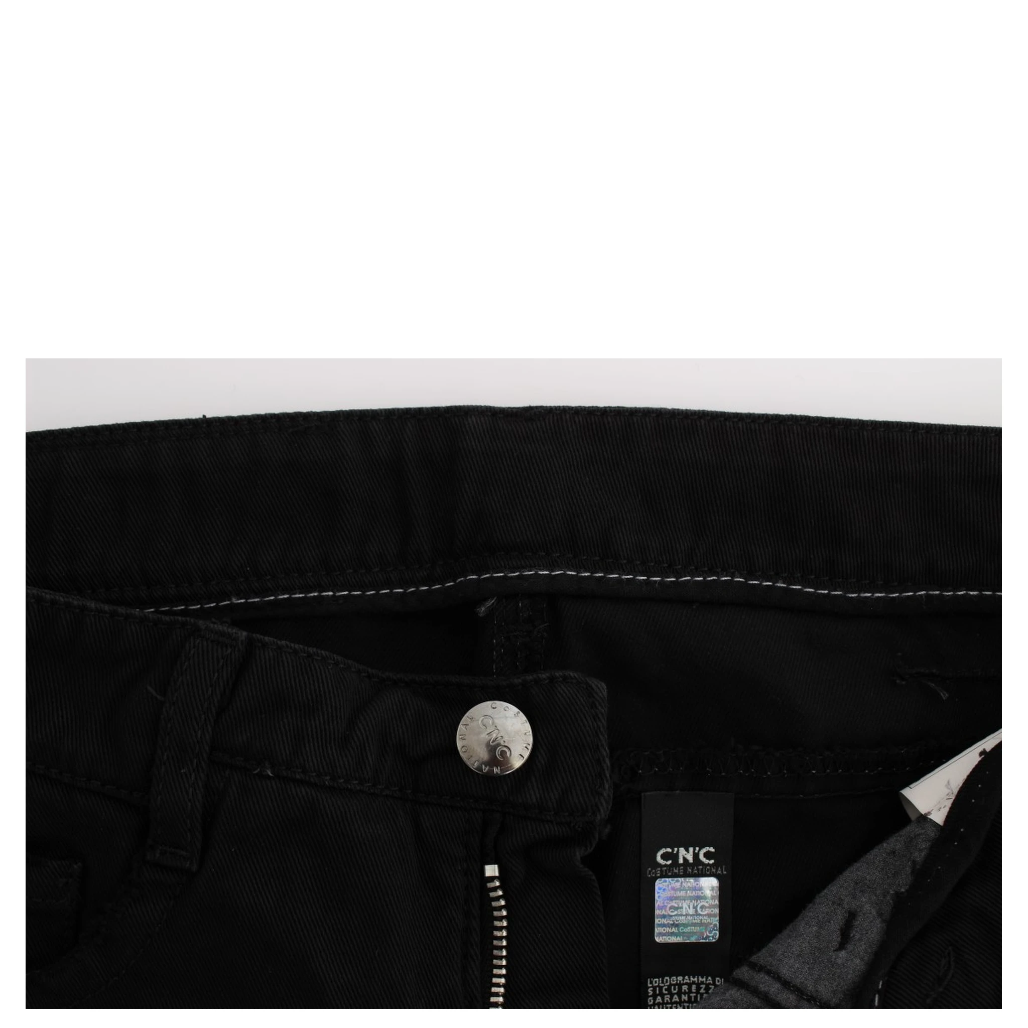 Black Cotton Slim Fit Bootcut Jeans