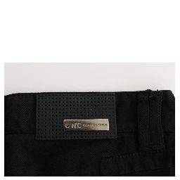 Black Cotton Slim Fit Bootcut Jeans