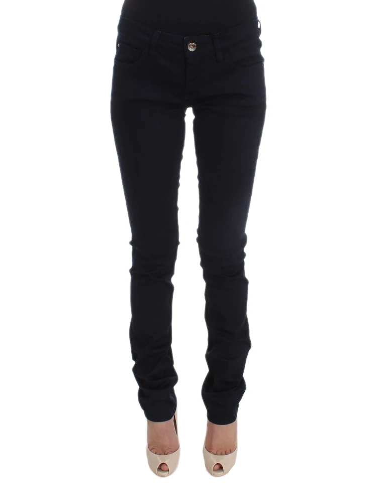 Blue Cotton Blend Slim Fit Jeans