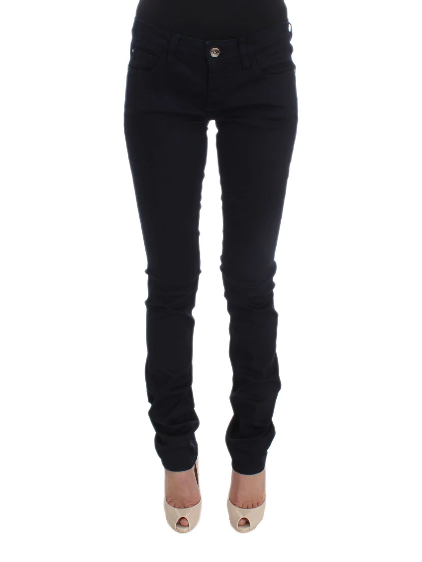 Blue Cotton Blend Slim Fit Jeans