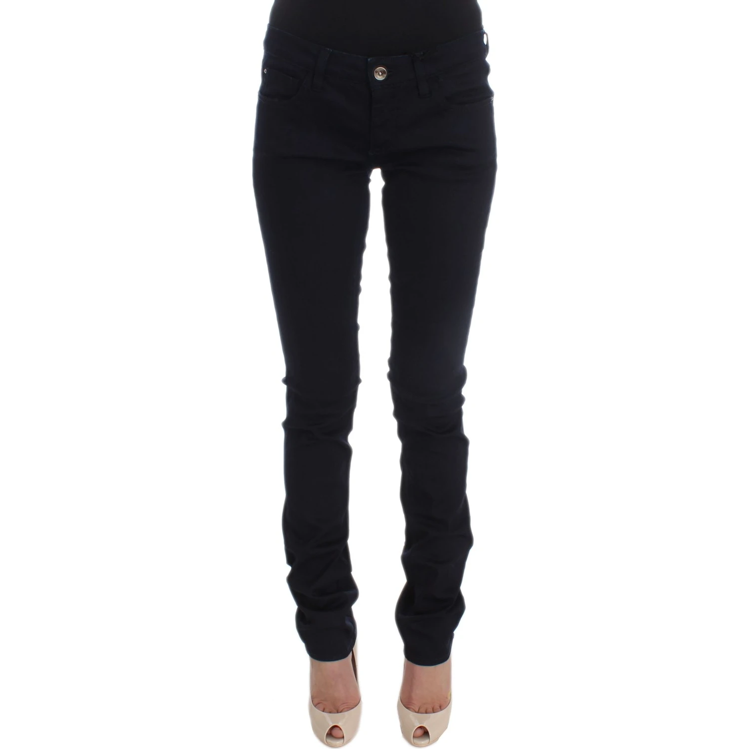 Blue Cotton Blend Slim Fit Jeans