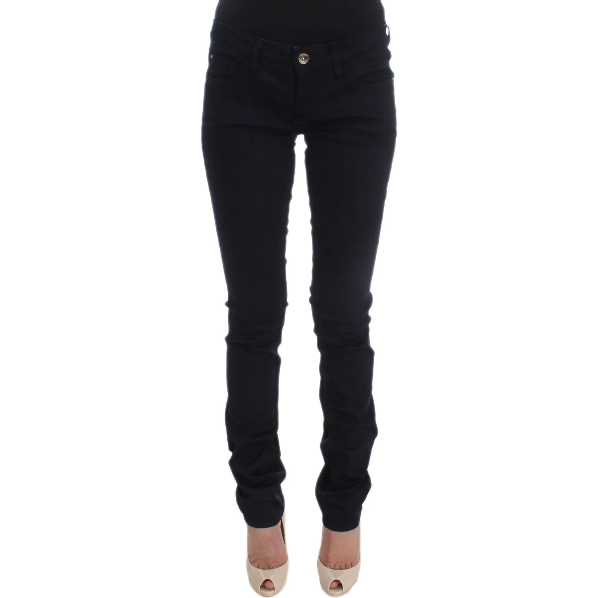 Blue Cotton Blend Slim Fit Jeans