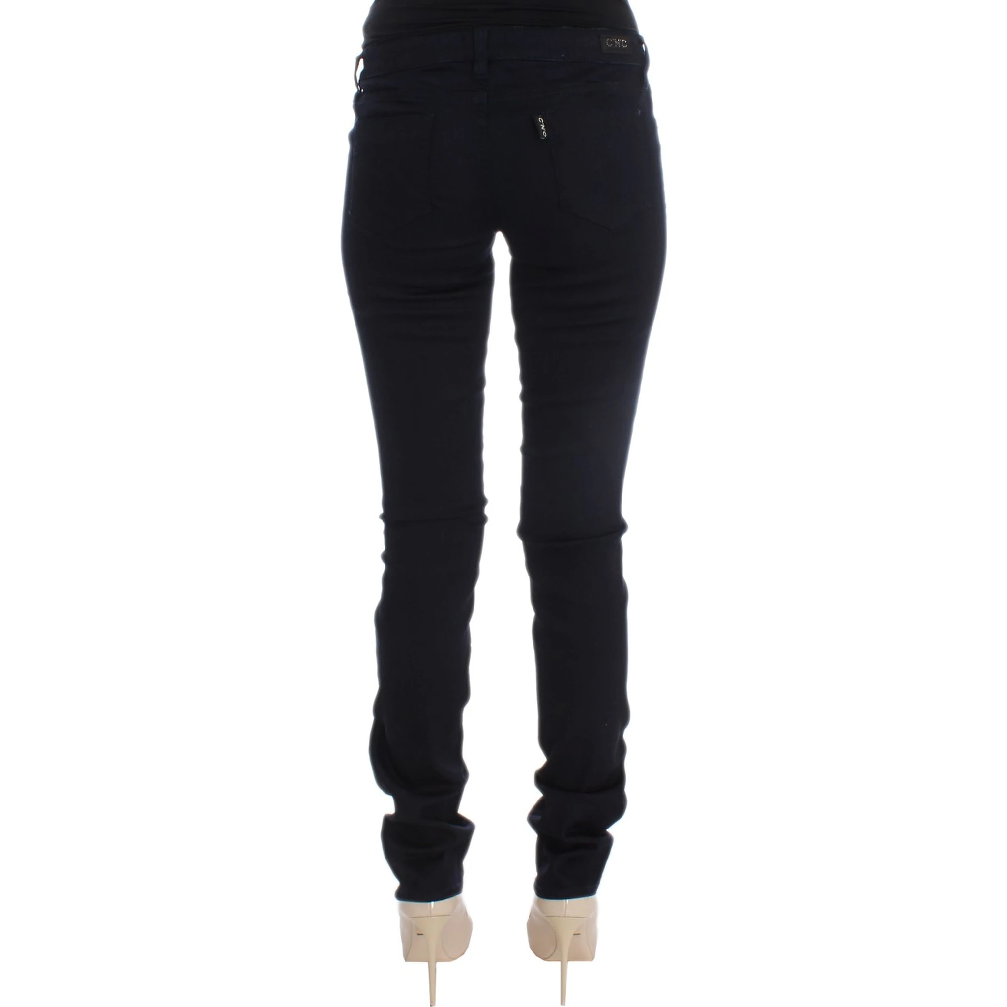 Blue Cotton Blend Slim Fit Jeans