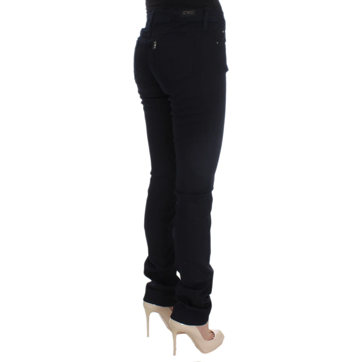 Blue Cotton Blend Slim Fit Jeans