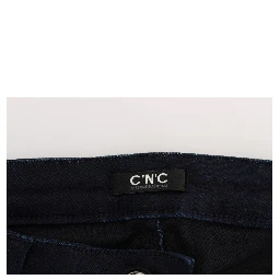 Blue Cotton Blend Slim Fit Jeans