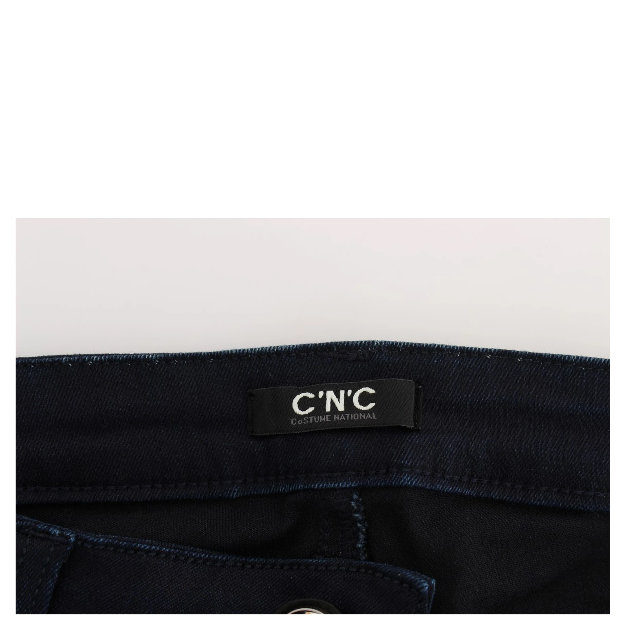 Blue Cotton Blend Slim Fit Jeans