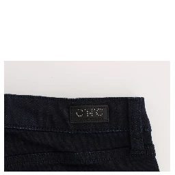 Blue Cotton Blend Slim Fit Jeans