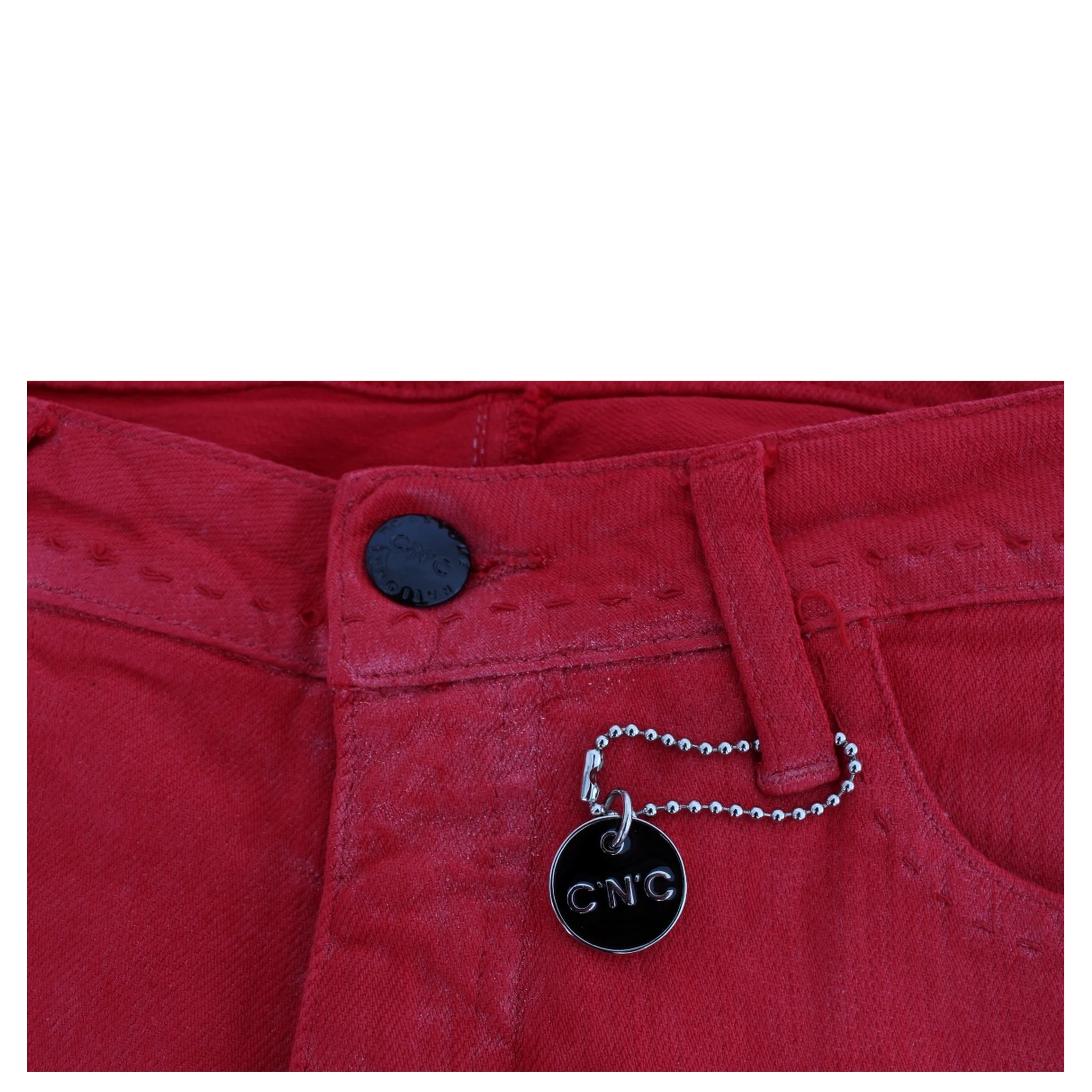 Red Cotton Blend Super Slim Fit Jeans
