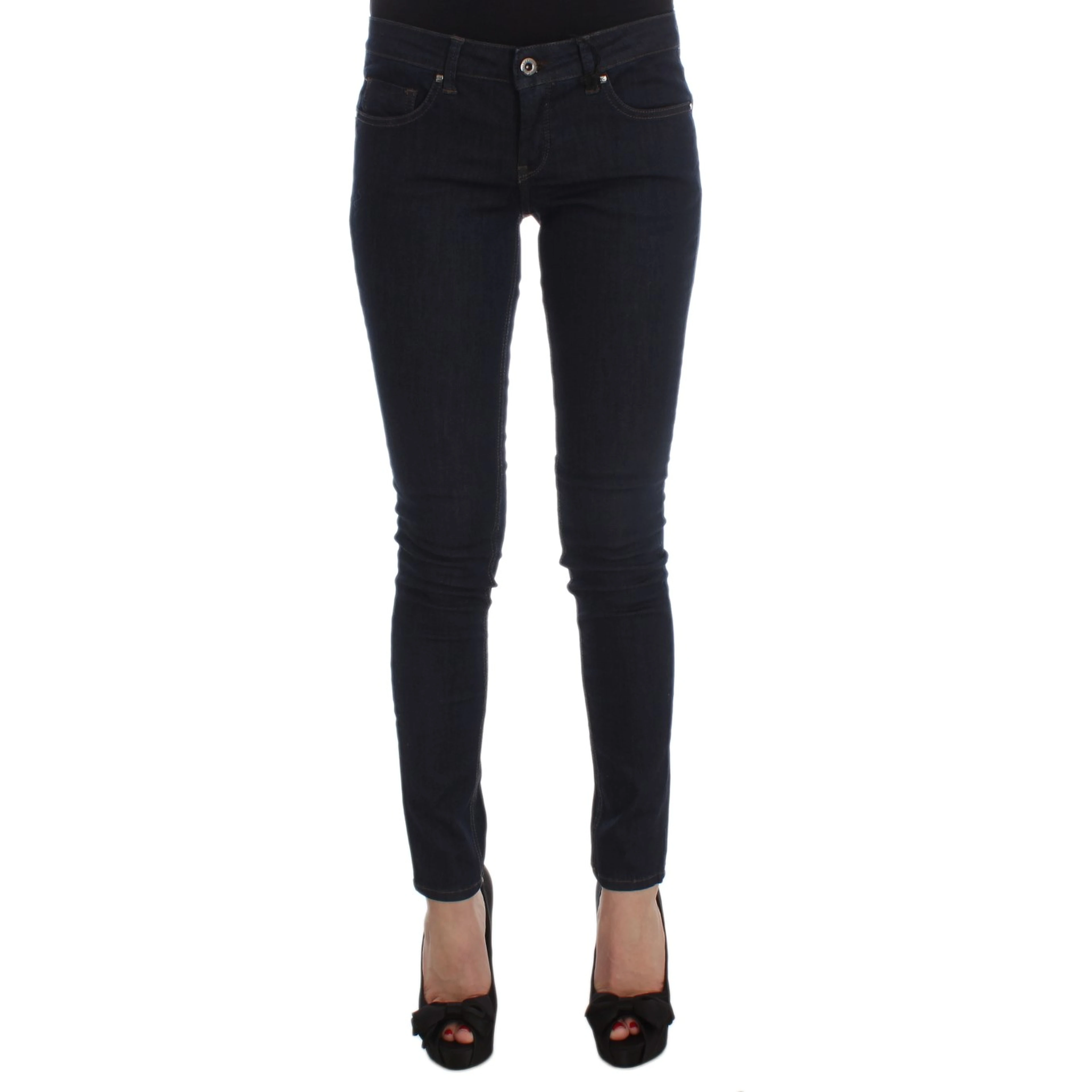 Blue Cotton Blend Slim Fit Jeans