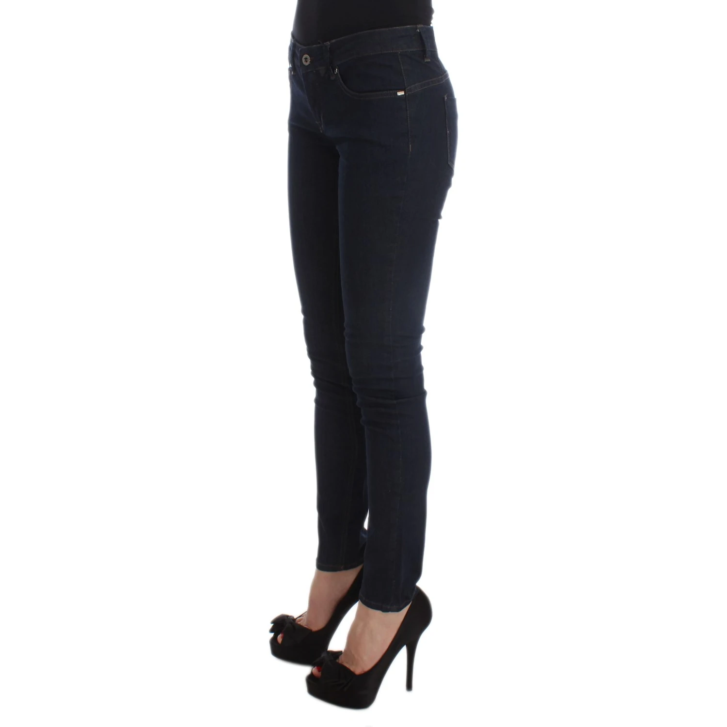 Blue Cotton Blend Slim Fit Jeans