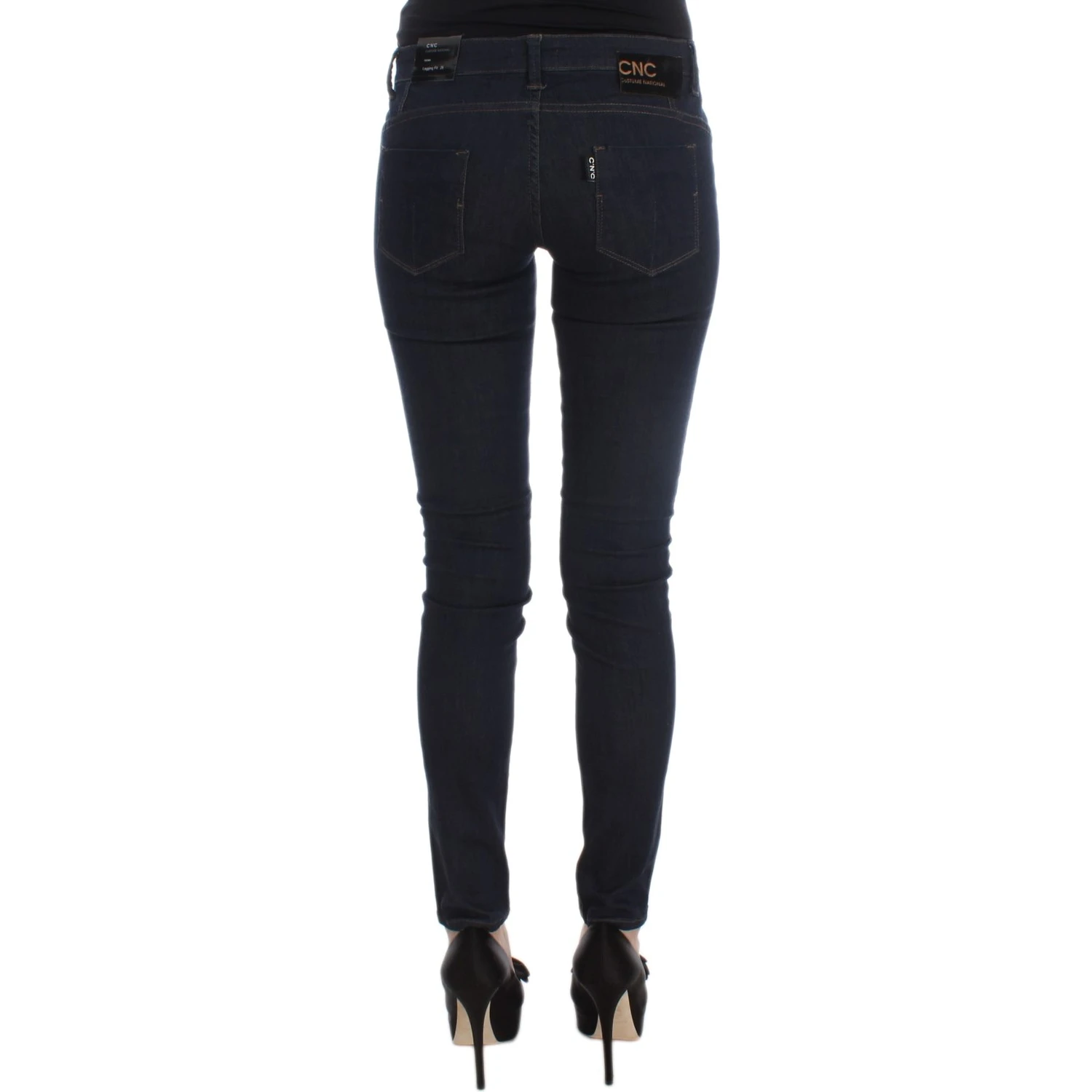 Blue Cotton Blend Slim Fit Jeans