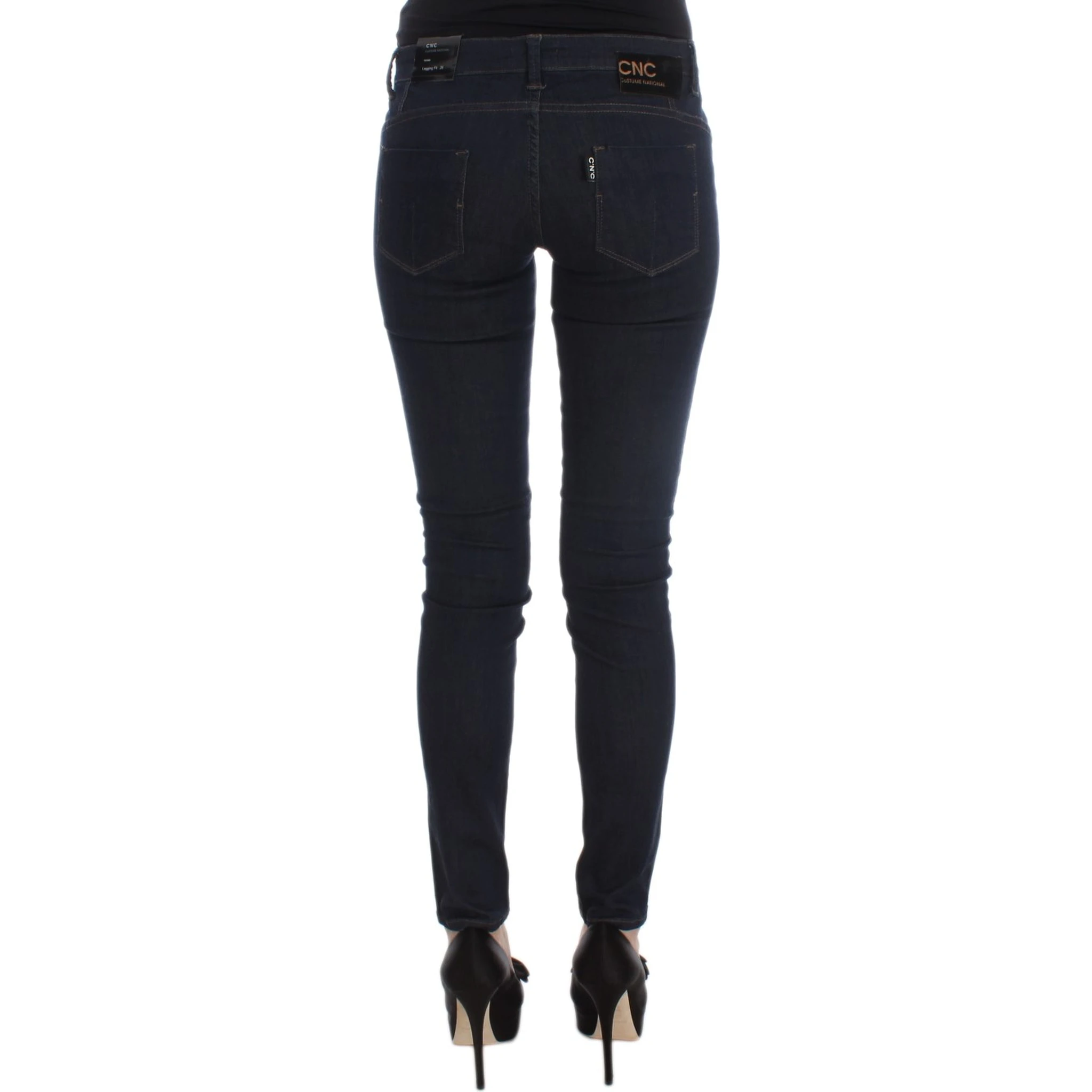 Blue Cotton Blend Slim Fit Jeans