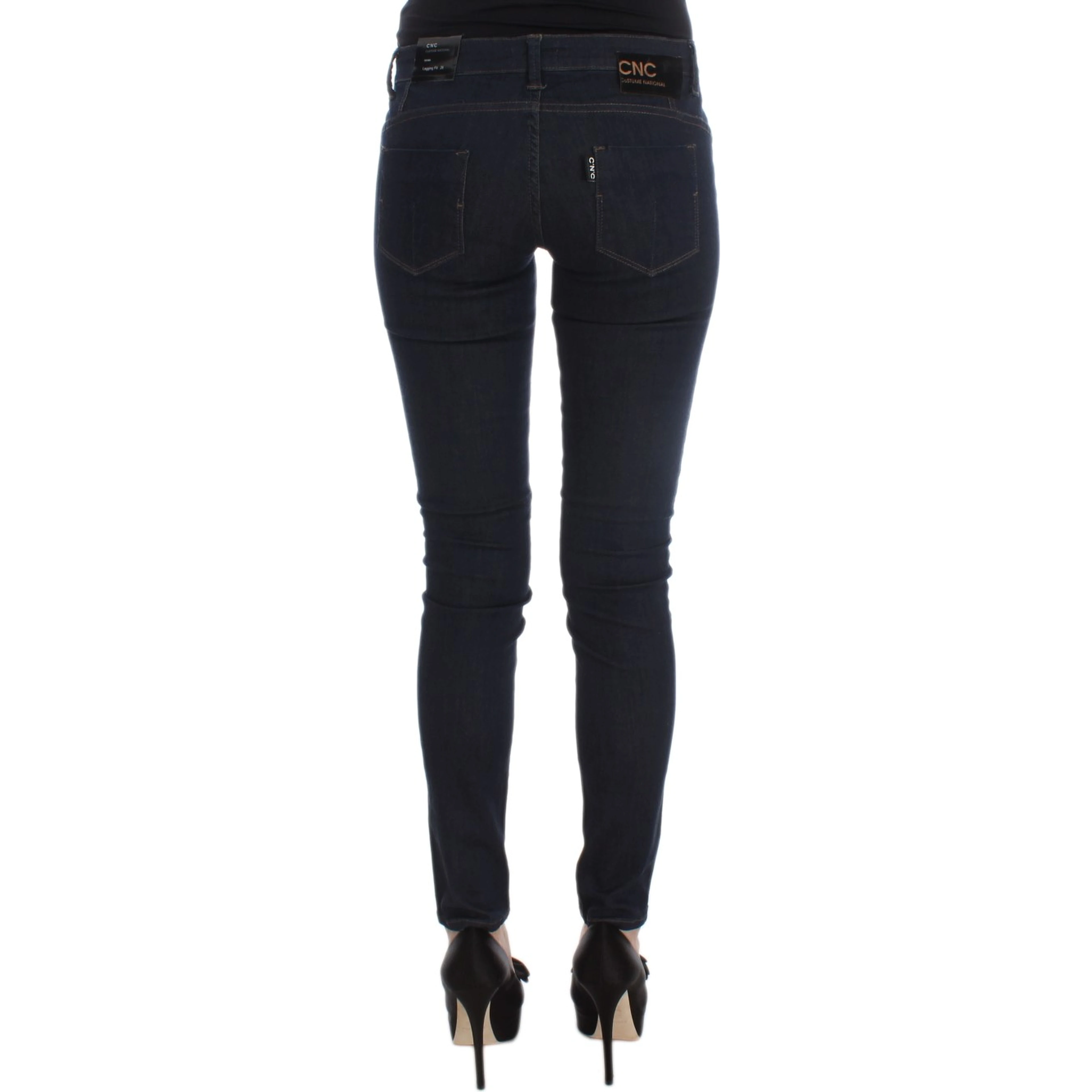 Blue Cotton Blend Slim Fit Jeans