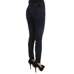 Blue Cotton Blend Slim Fit Jeans