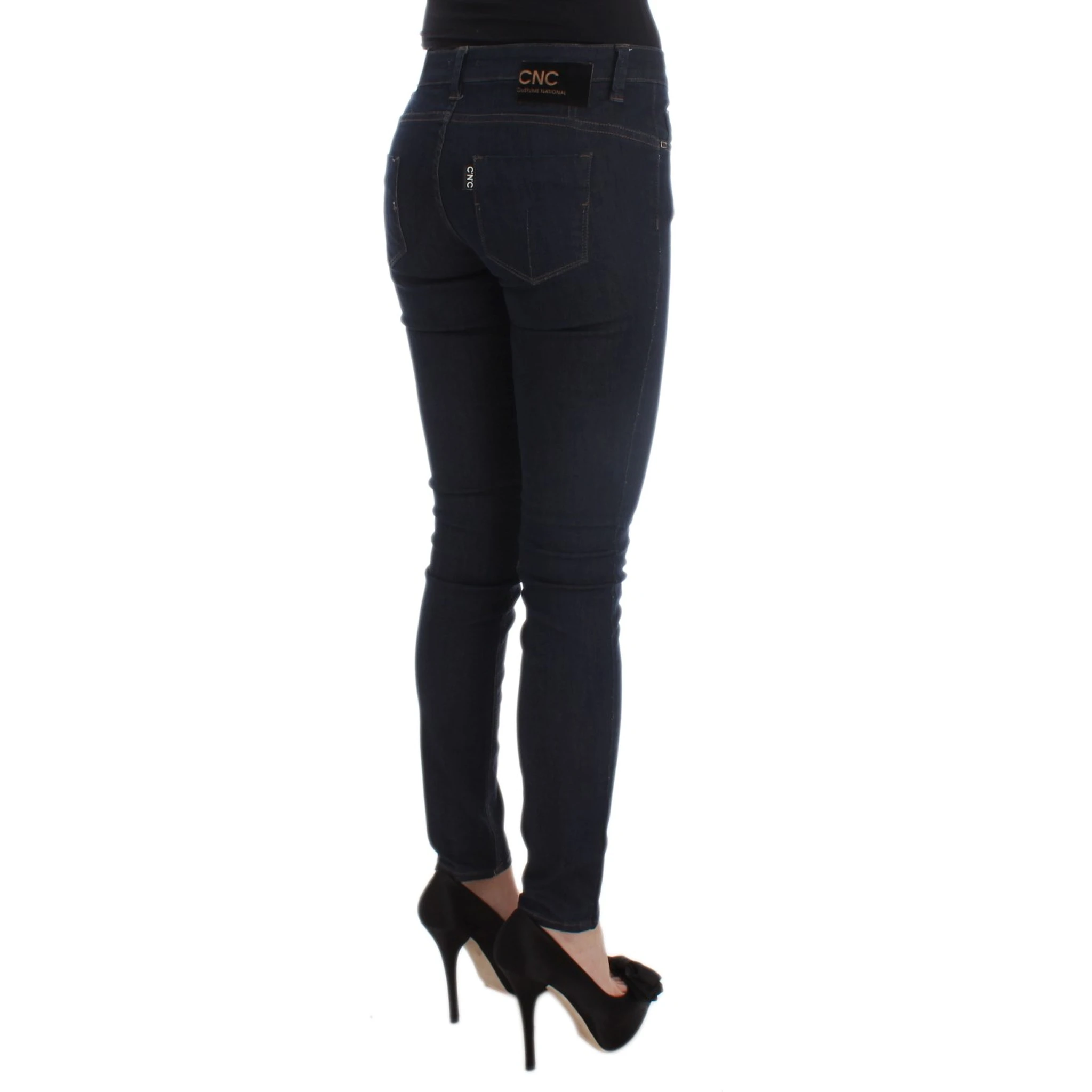 Blue Cotton Blend Slim Fit Jeans