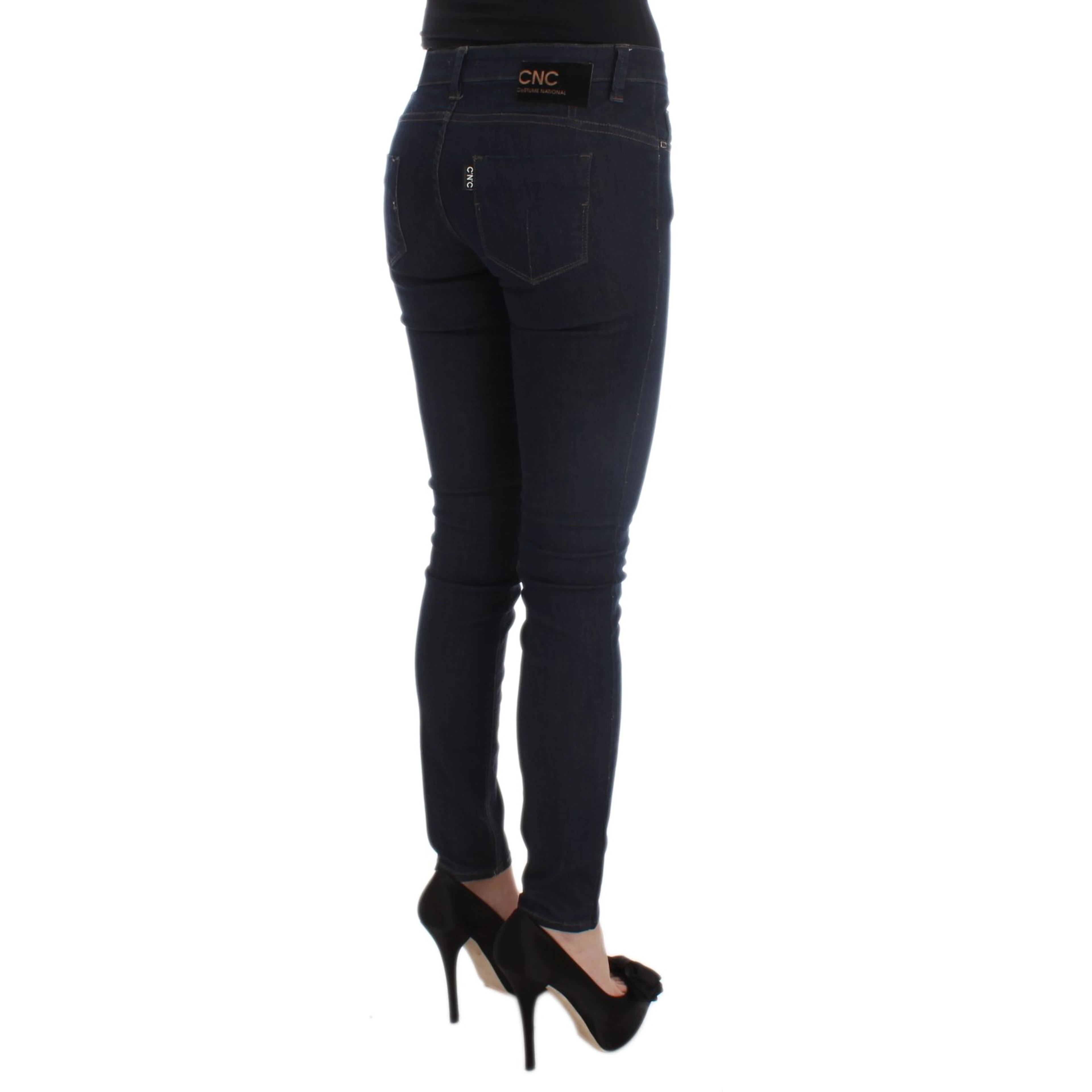 Blue Cotton Blend Slim Fit Jeans